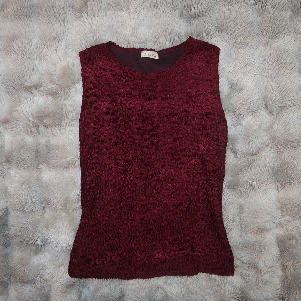 Charlotte Russe Red Embellished Fitted Tank Top